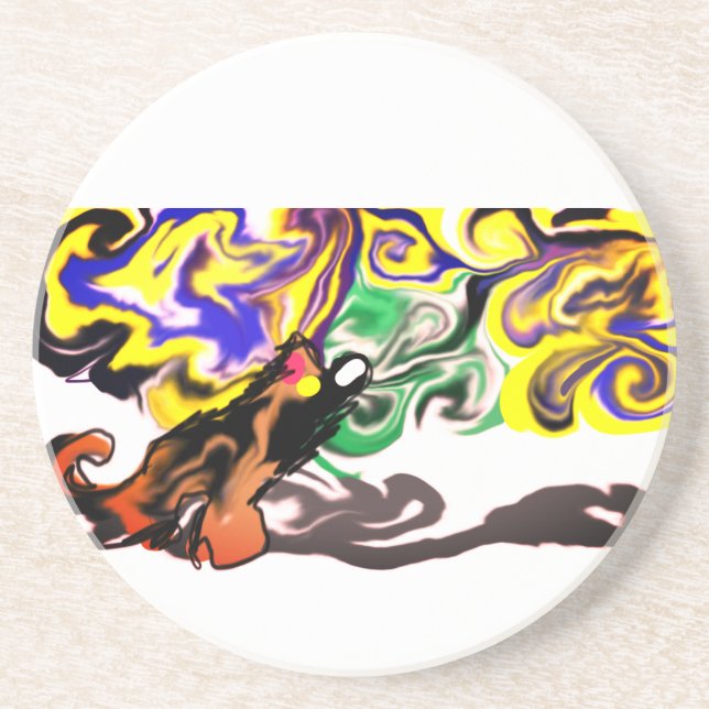 Posavasos Noche de lobo estrellada  (Frente)