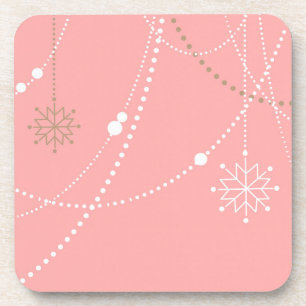 Posavasos Noche de nieve rosa de mediados de siglo elegante