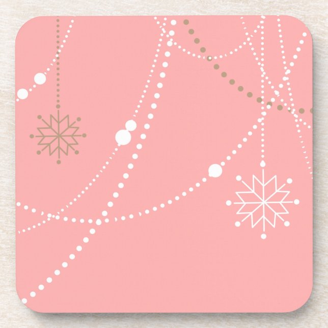 Posavasos Noche de nieve rosa de mediados de siglo elegante  (Frente)