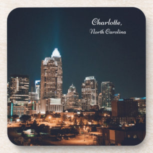 Posavasos Noche del Skyline City de Charlotte Carolina del N