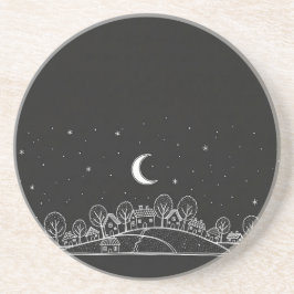 Posavasos Noche en la aldea por Natasha Us