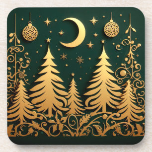 Posavasos Noche Encantada – Patrón de árbol de Navidad ilumi
