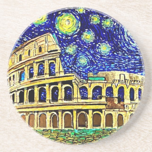 Posavasos Noche estrellada Roma Italia (Frente)