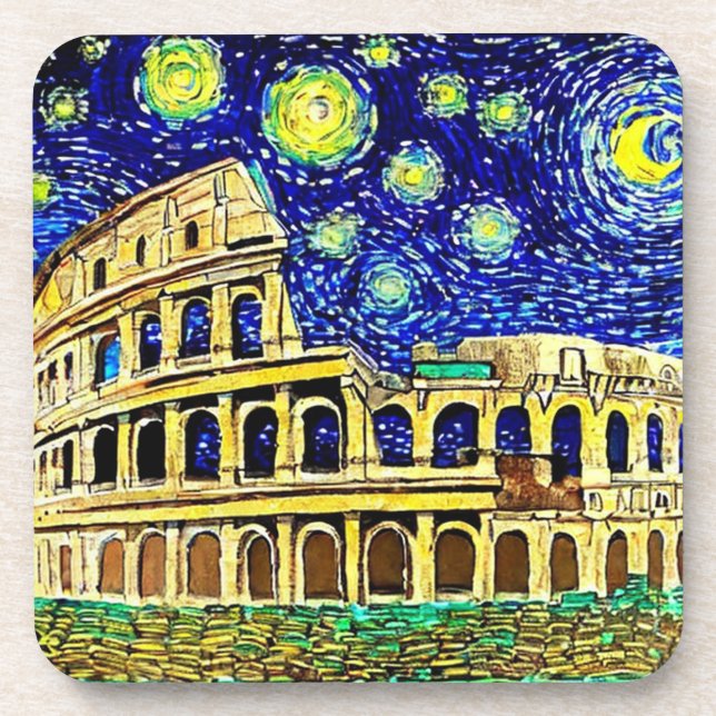 Posavasos Noche estrellada Roma Italia (Frente)