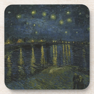 Posavasos Noche estrellada sobre el Ródano, pintura al óleo 