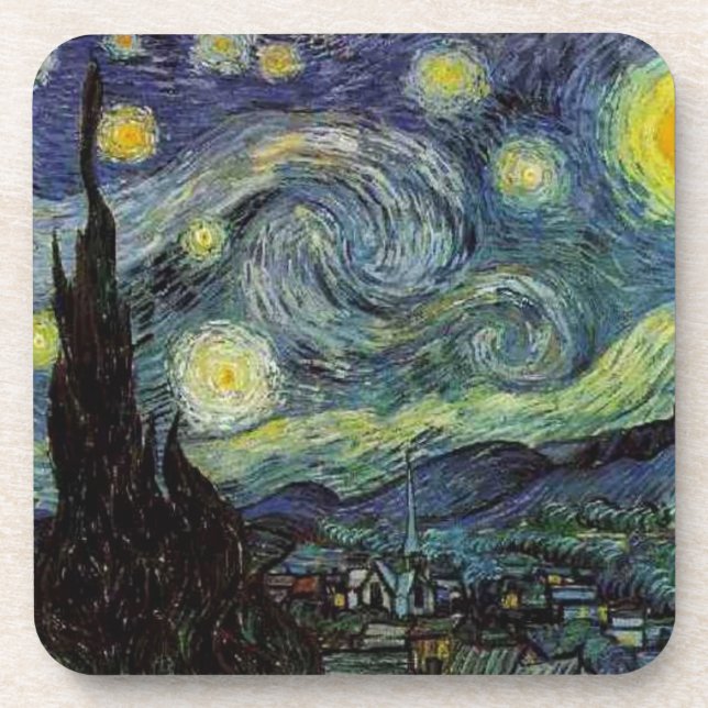 Posavasos Noche Starry Rhone por Van Gogh (Frente)