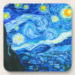 Posavasos Noche Van Gogh Starry<br><div class="desc">Amos duros de plástico con pintura al óleo de Vincent van Gogh La noche estrellada (1889). Inspirado por su estancia en un asilo, el arte representa un pueblo bajo un cielo nocturno de estrellas y luna azul y amarilla. Un gran regalo para los aficionados al post-impresionismo y al arte holandés....</div>