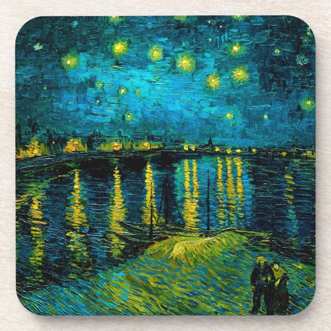 Posavasos Noche Van Gogh Starry sobre el Ródano (Frente)
