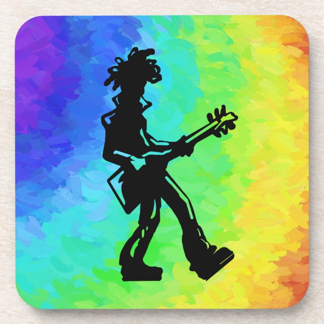 Posavasos Noches de Boogie de Nueva York Guitarra Arcoiris (Frente)