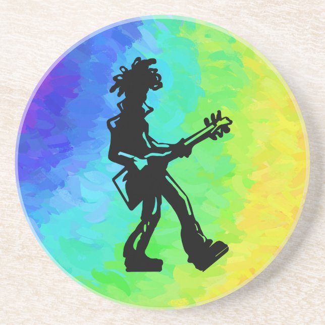 Posavasos Noches de Boogie de Nueva York Guitarra Arcoiris (Frente)