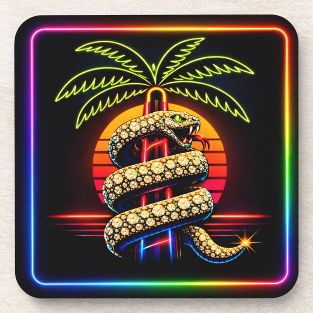 Posavasos Noches de Miami de Neón Lujo Diamante  (Frente)