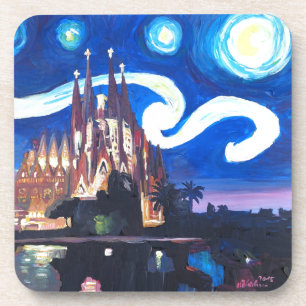 Posavasos Noches estrelladas en Sagrada Familia en Barcelona