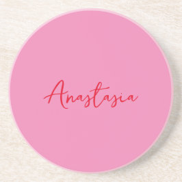Posavasos Nombre caligráfico profesional personalizado rosa