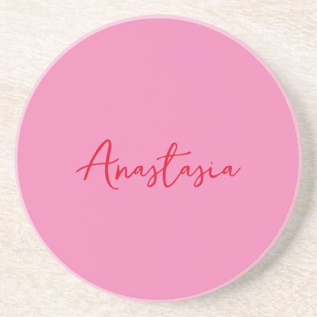 Posavasos Nombre caligráfico profesional personalizado rosa (Frente)