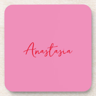 Posavasos Nombre caligráfico profesional personalizado rosa