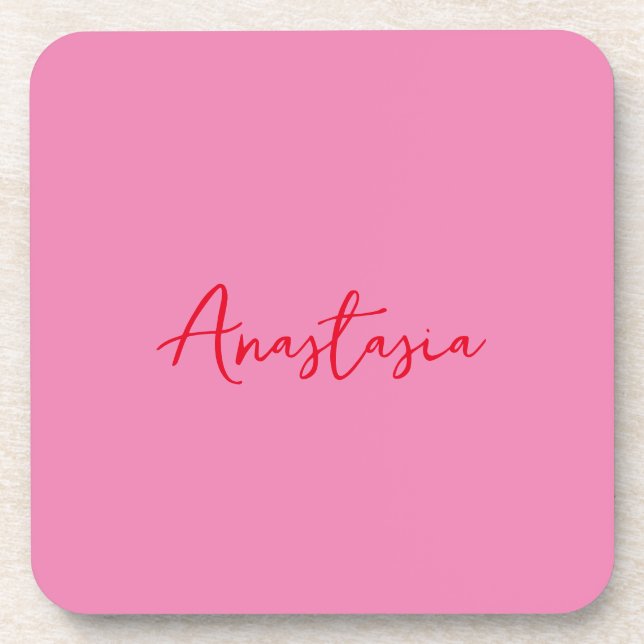 Posavasos Nombre caligráfico profesional personalizado rosa (Frente)