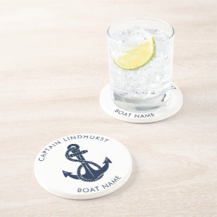 Posavasos Nombre de barco ancla náutica regalo capitán perso