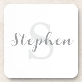 Posavasos Nombre de bebida con monograma personalizado y let