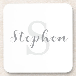 Posavasos Nombre de bebida con monograma personalizado y let