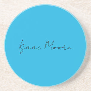 Posavasos Nombre de caligrafía de guión azul elegante