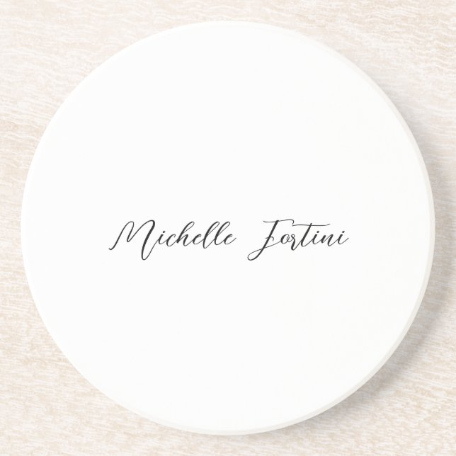 Posavasos Nombre de caligrafía elegante llano Minimalista (Frente)