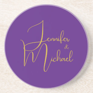 Posavasos Nombre de caligrafía Minimalista moderna boda