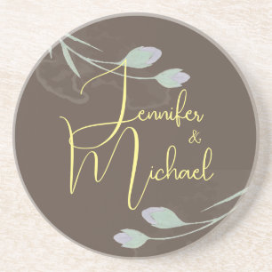 Posavasos Nombre de caligrafía Minimalista moderna boda