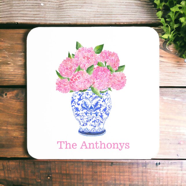 Posavasos Nombre de Chinoiserie color rosado Hydrangea (Subido por el creador)