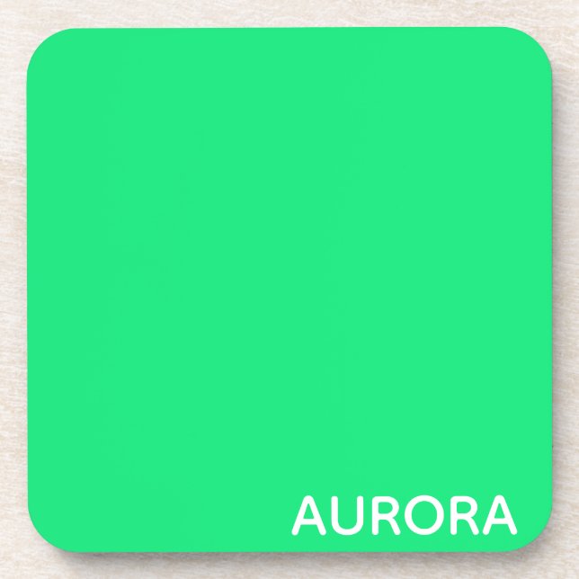 Posavasos Nombre de color verde de Aurora (Frente)