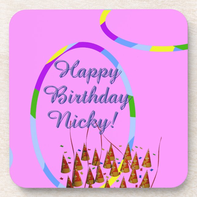Posavasos Nombre de cumpleaños feliz (Frente)