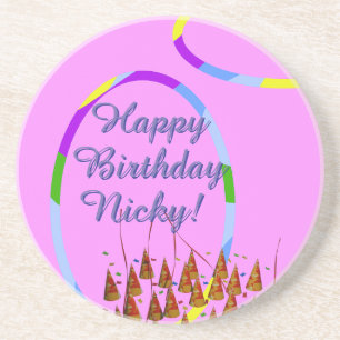 Posavasos Nombre de cumpleaños feliz