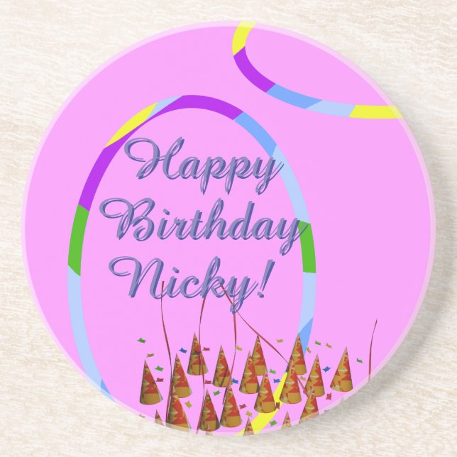 Posavasos Nombre de cumpleaños feliz (Frente)