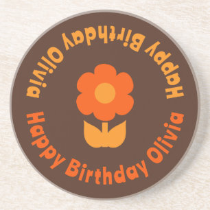 Posavasos Nombre de cumpleaños personalizado de los años 70 