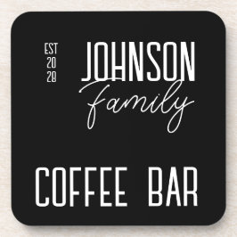 Posavasos Nombre de familia de barra de café Negro y blanco