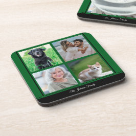 Posavasos Nombre de familia de Personalizable verde y collag