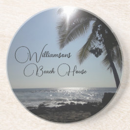 Posavasos Nombre de familia Océano de palmera iluminado por 