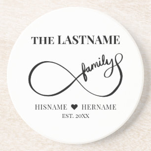 Posavasos Nombre de familia personalizado Infinity y fecha d
