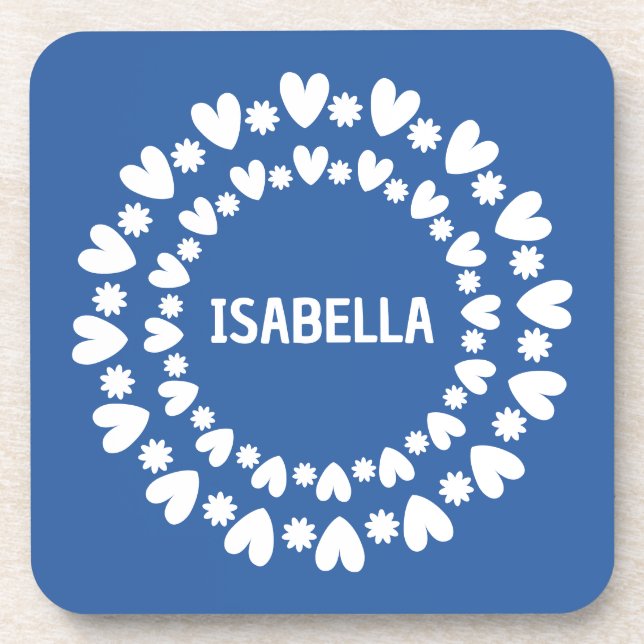 Posavasos Nombre De Flores Y Corazones (Frente)