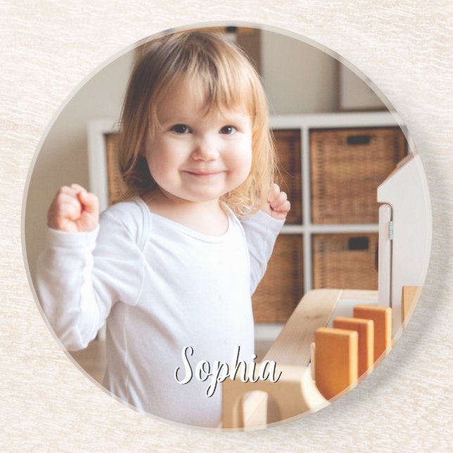 Posavasos Nombre de foto y guión de su hijo (Frente)