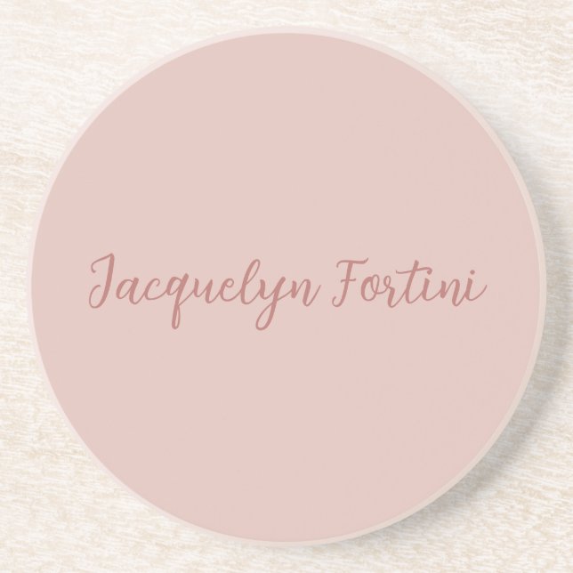 Posavasos Nombre de guión elegante Rosa Gold Calligraphy (Frente)