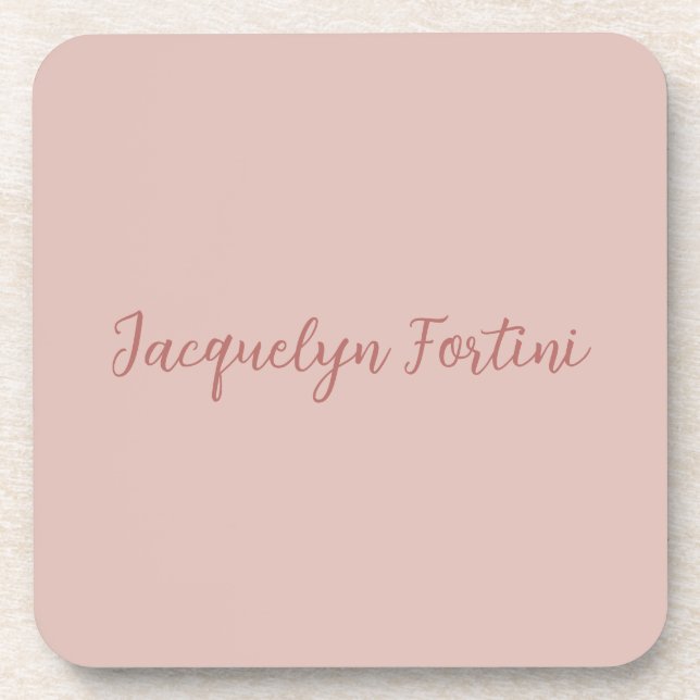 Posavasos Nombre de guión elegante Rosa Gold Calligraphy (Frente)