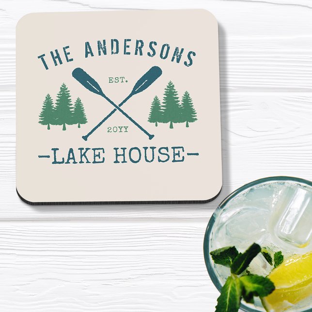 Posavasos Nombre de la familia Lake House Rustic Oars Pine T (Subido por el creador)