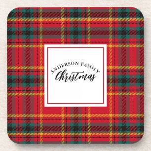 Posavasos Nombre de la familia Tartan Plaid navidades