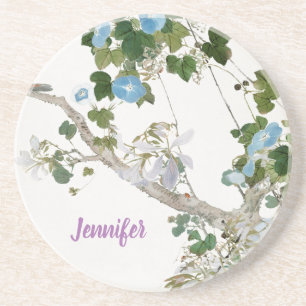Posavasos Nombre de litografía de estilo floral asiático vin