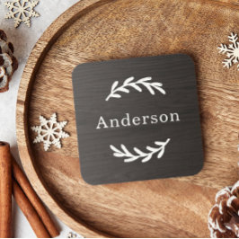Posavasos Nombre de monograma de madera de laurel de carbón 