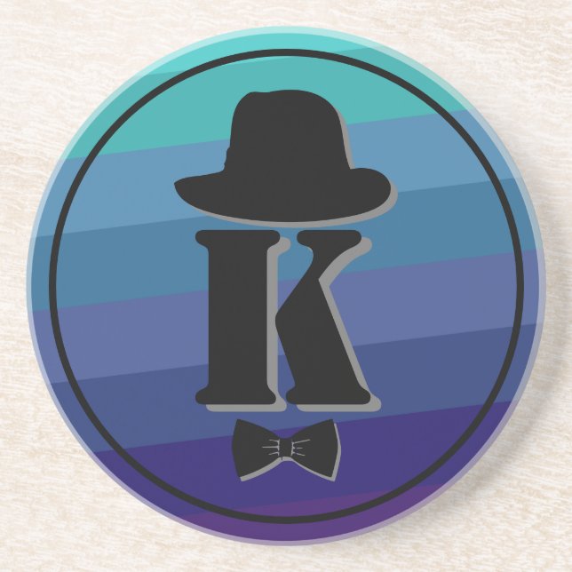 Posavasos Nombre De Ombre Azul Monograma Inicial Para Hombre (Frente)