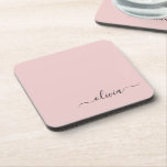 Posavasos Nombre del Monograma de Rubor Dusty Pink Moderne S<br><div class="desc">Rubor Dusty Pink Simple Script Monograma Nombre Papel Adulador. Esto hace que la graduación perfecta,  el cumpleaños,  el boda,  la ducha de novia,  el aniversario,  la ducha de bebé o la fiesta de soltera sea un regalo para alguien que ama el lujo glam y los estilos de moda.</div>