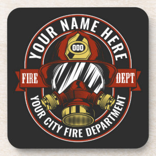 Posavasos NOMBRE DEL personalizar Bombero Máscara Casco Res