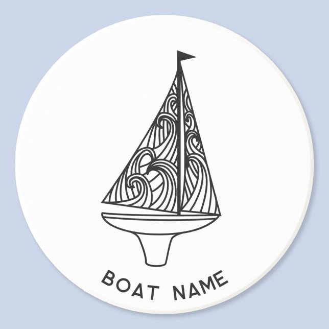 Posavasos Nombre del velero (Sailing boat and boat name custom text modern coaster)