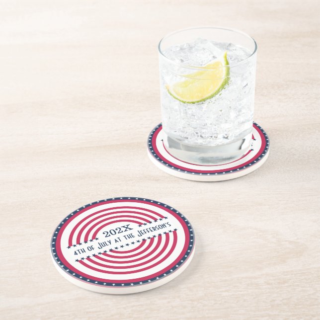 Posavasos Nombre familiar Año 4 de julio Estrellas franjas (Lado)